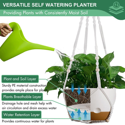Set of 2-10 Inch Hanging Planters for Indoor Plants with Self-Watering Includes Hanging Pots for