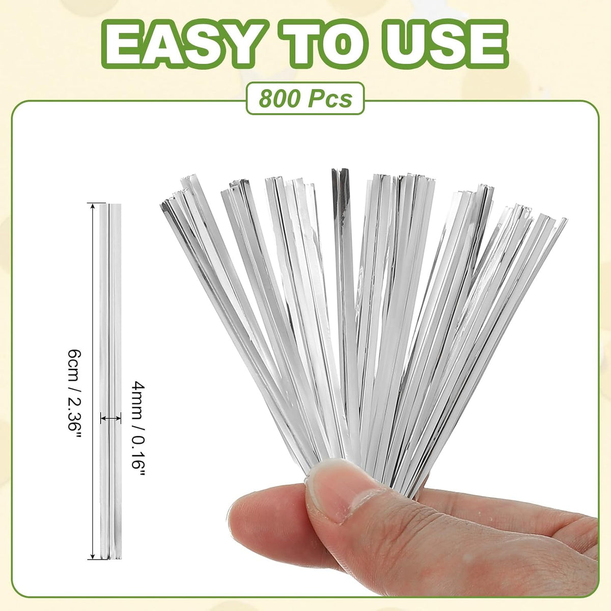 PATIKIL Bag Twist Ties 2 Inch, 800 Pcs Metallic Bread Ties for Treat Plastic Bags Gift Wrapping
