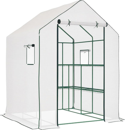 Outsunny 4.6' x 4.7' Portable Greenhouse, Water/UV Resistant Walk-in Small Outdoor Green House with