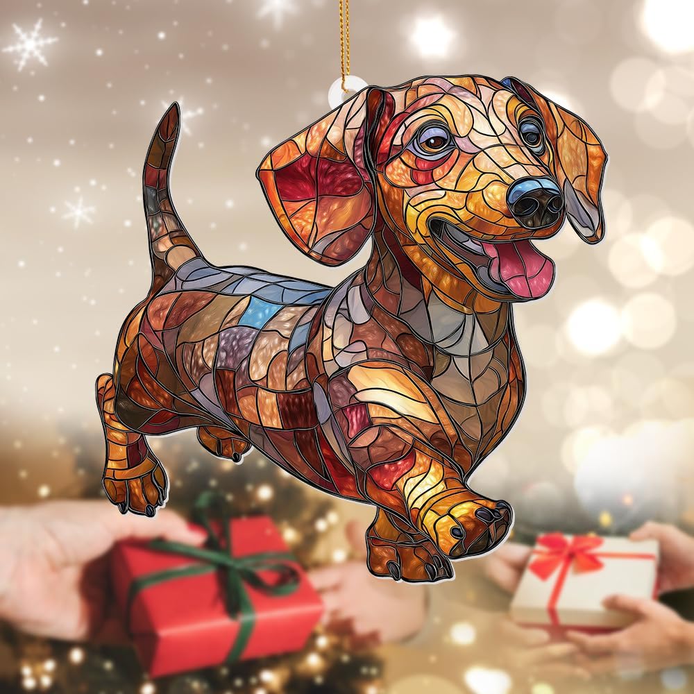 Acrylic Dog Christmas Ornament 2025 – Dachshund Gift for Lovers, Pet Memorial Keepsake, Cute Puppy