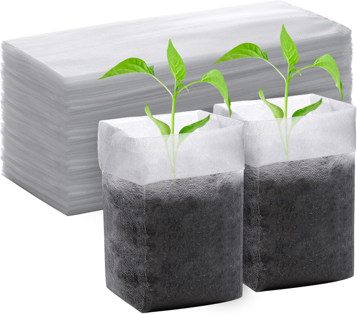 GREANER Nursery Growing Bags - 7.8x10.2 inches, 100PCS Non-Woven Biodegradable Plant Nursery Bags