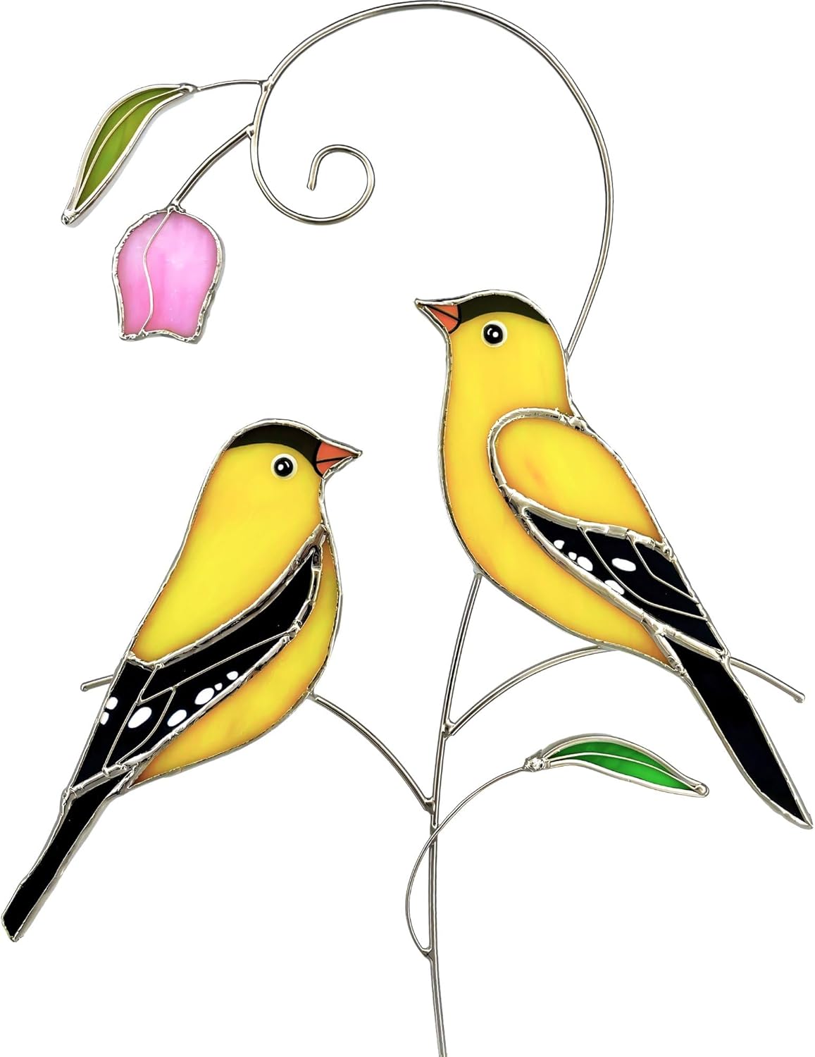 Goldfinch (1 Pair) Stained Glass Birds Suncatcher for Mom, Grandma, Women - Real Glass Window