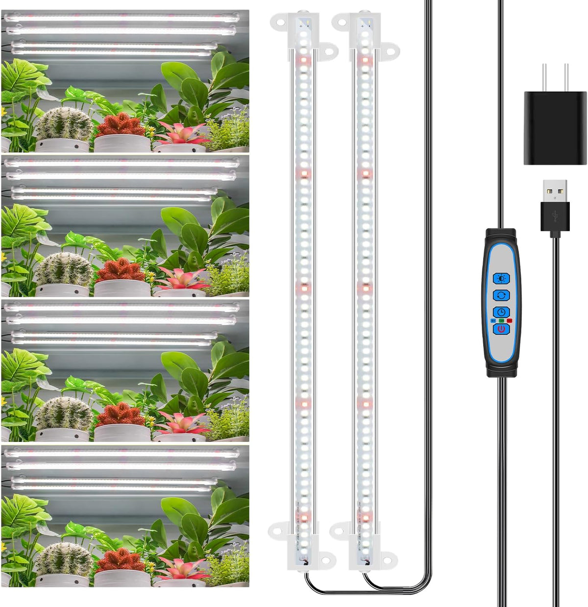 Wiaxulay Grow Lights for Indoor Plants Full Spectrum, 120 LEDs Plant Grow Light Strips with Auto