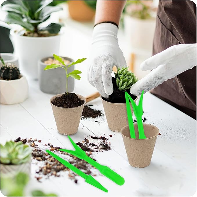 6PCS Mini Garden Hand Succulent Transplanting Tools Set, Plastic Seedling Dibber and Digging Tools