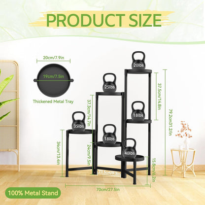 iDavosic.ly Plant Stand Indoor Outdoor, 6 Tier Corner Metal Flower Display Holder Shelf, Folding