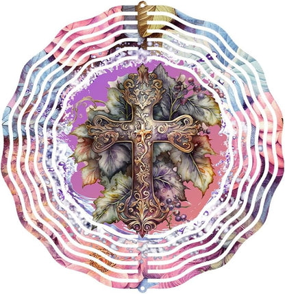 Cross Wind Spinner, Metal Wind Spinners Outdoor/Indoor, God Cross Hanging Garden Decor for Outside