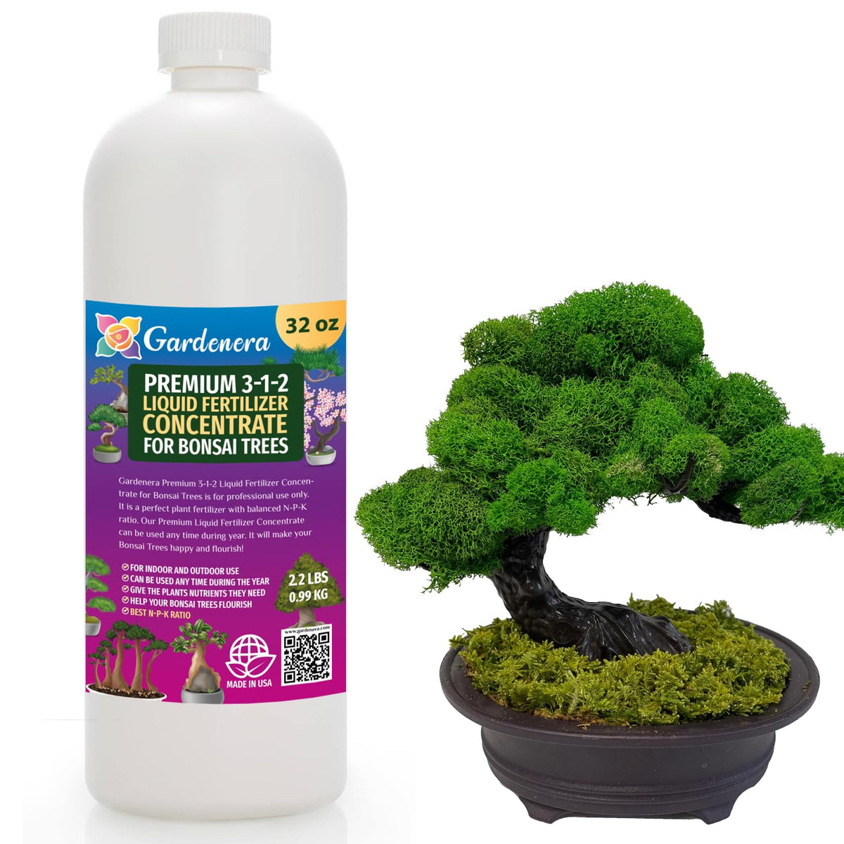 Premium Liquid Bonsai Plant Fertilizer - 3-1-2 Concentrate for Indoor Plants and Flowers by