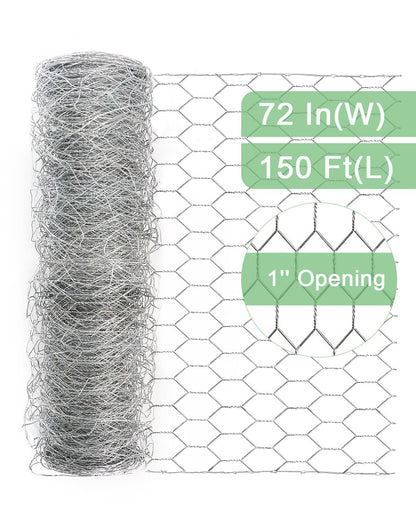 Garden Poultry Chicken Wire Netting - 72 '' × 150 ' Garden Fence Animal Barrier, Chicken Wire for