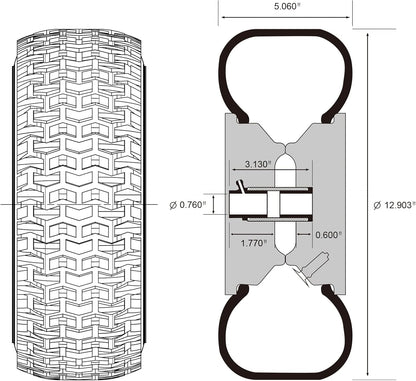 2 Pack 13x5.00-6 Lawn Tractor Pneumatic wheel,Wheelbarrow tire Turf Tread,3.13" hub length with