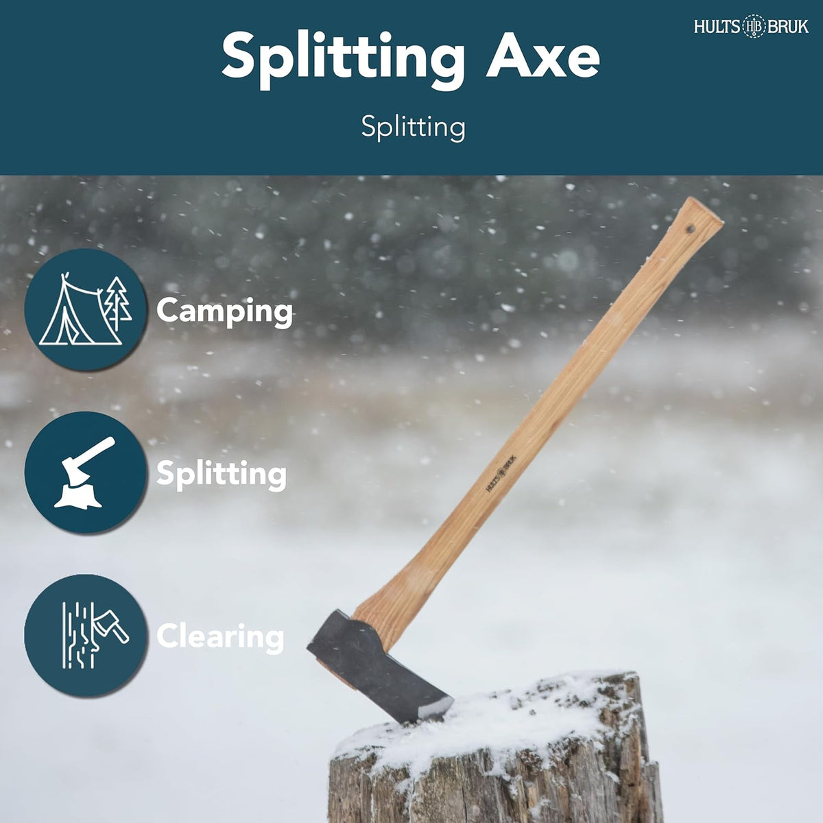 Hults Bruk 840740 Sarek Splitting Axe - 3.5 lb Head, 30" Handle