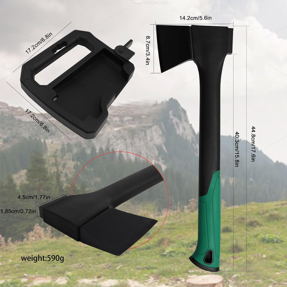 Camping Hatchet 17.6 Inch,Survival Hatchet Tactical for Wood Chopping and Kindling,Hatchet Axewith