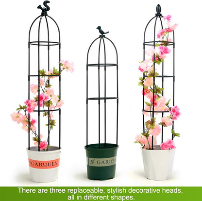 Tower Obelisk Garden Trellis for Climbing Plant,48inch Rustproof Fiberglass Potted Plant Support