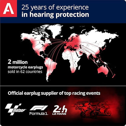 Alpine MotoSafe Race - Motorcycle Ear Plugs for Wind Noise Reduction - 20dB - Motorcycle Hearing