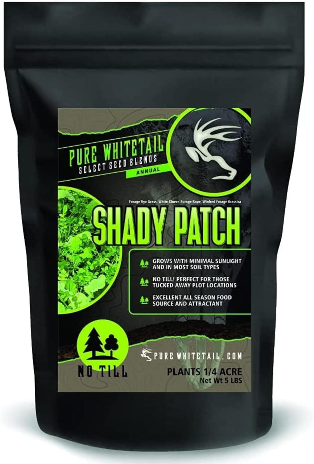 Shady Patch | All Year Deer Feeder | No Plow Food Plot Seed for Deer | Deer Food Plot Seed | White