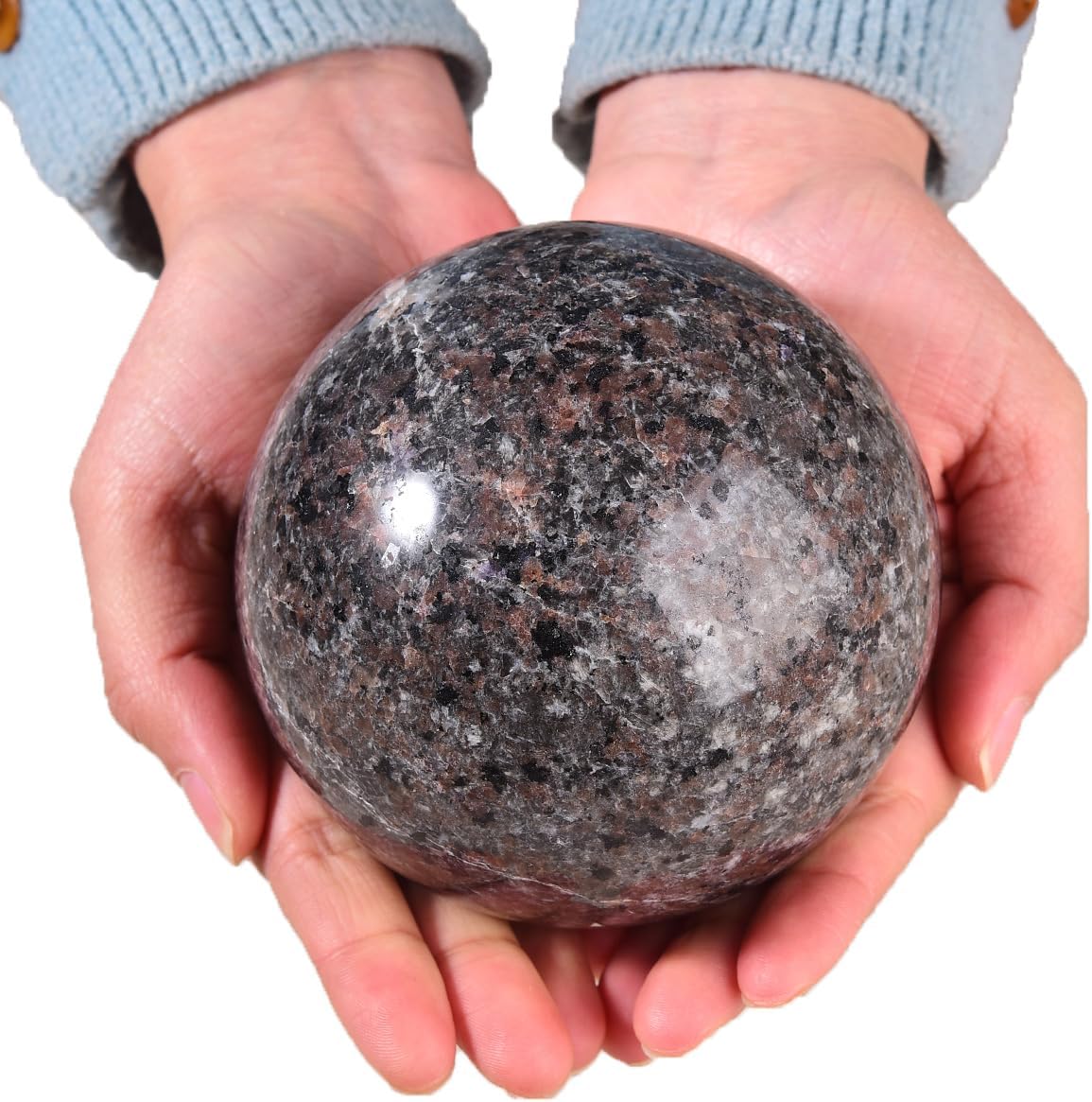 Large Yooperlite Sphere Natural Yooperlite Stone Healing Crystal Ball with Stand Energy Meditation