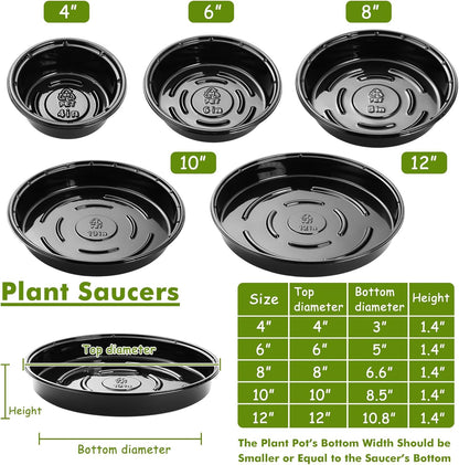 Plant Saucer 30 Pack Plant Trays for Pots 4/6/8/10/12 Inch Plastic Plant Saucers for Outdoors &