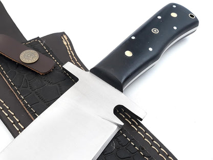 Nooraki - 15" Handmade Full Tang Hunting Knife with Leather Sheath, Multipurpose Bowie Knife with