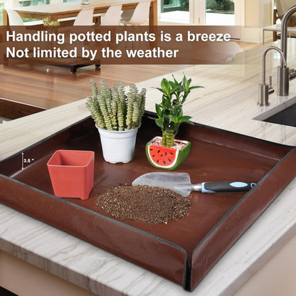 27"x 27" Repotting Mat for Indoor Plant Transplanting and Mess Control Foldable Waterproof Potting