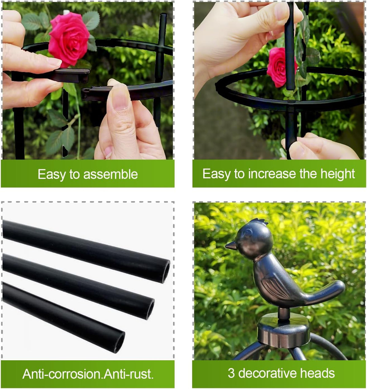 Tower Obelisk Garden Trellis for Climbing Plant,48inch Rustproof Fiberglass Potted Plant Support