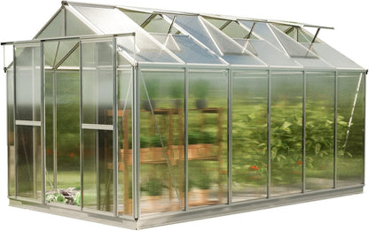 Greenhouse Saphir 6 Aluminum Frame 8.5 x 12.6 ft Approx. 6 mm Polycarbonate Panels - with Bonus