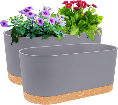 QCQHDU 16" L x 7.6" W x 7" H Window Planter Box, 2 Pack Self Watering Pots for Indoor Plants with