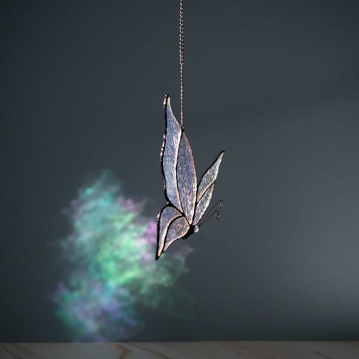 Holographic Butterfly Sun Catcher Stained Glass Window Hanging, 7 * 5 inches Stained Glass