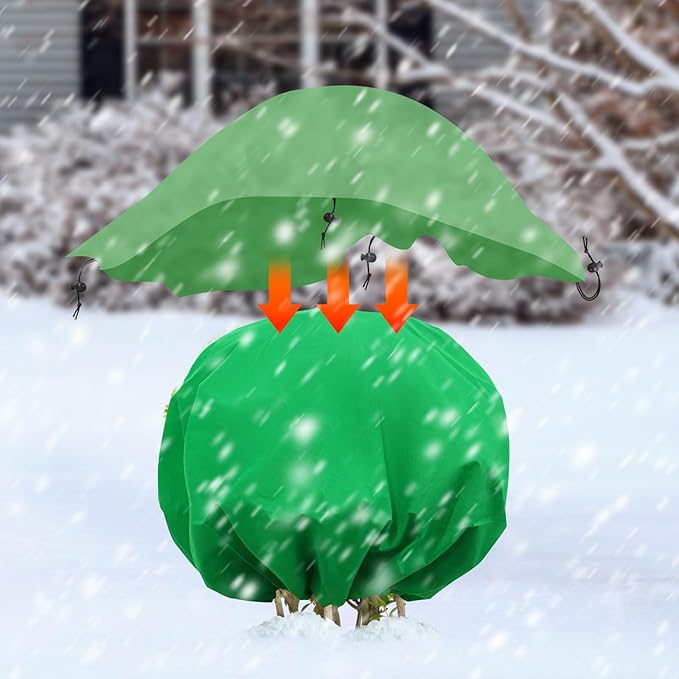 NNG 2PCS 9.7ft Dia. Round Winter Plant Covers Reusable Tree Freeze Protection with Drawstring