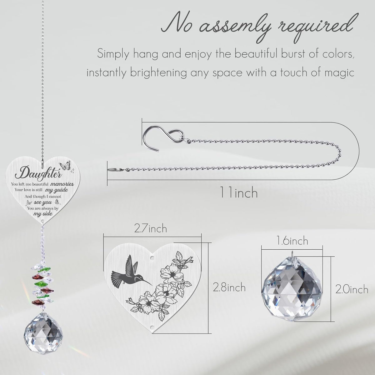 Memorial Gifts for Loss of Daughter,Bereavement Suncatcher Crystal Rainbow Maker,Elegant Keepsake