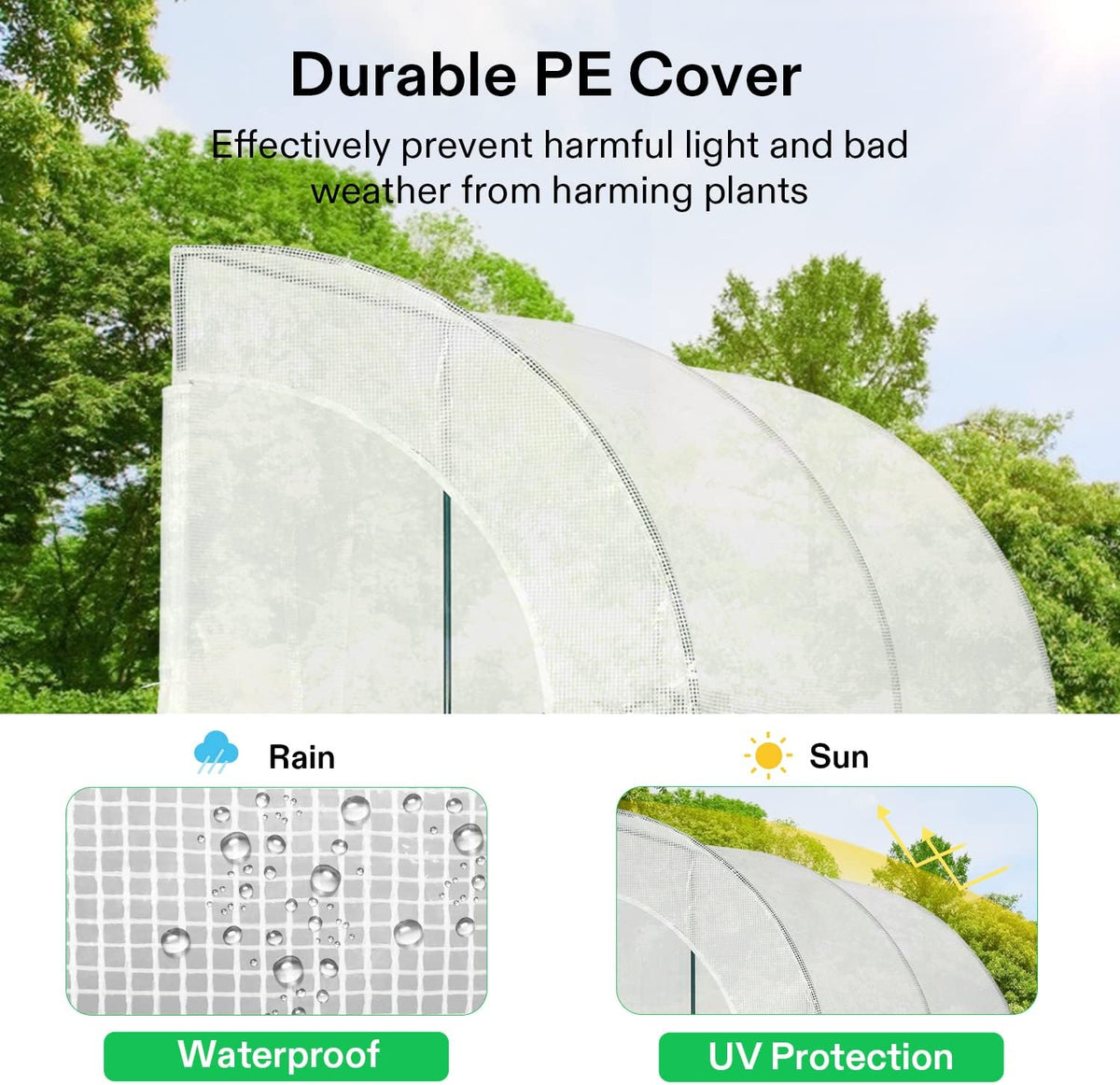 VIVOSUN Mini Lean-to Greenhouse, 6.6’ x 3.3’ x 6.9’ Portable Wall House with White PE Cover and