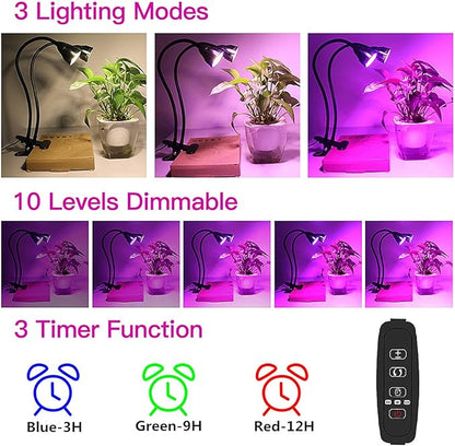 Juhefa Grow Light for Indoor Plants Growing, Gooseneck Clip-on Plant Lamp for Seedlings Succulents