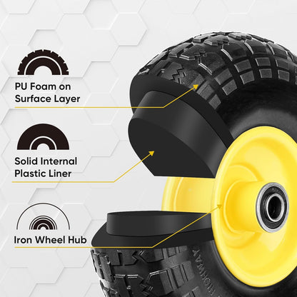 TICONN 10" Solid Tires, 4 Pack Flat Free 4.10/3.50-4'' Wheels with 5/8” Axle Bore Hole and Double