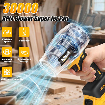 Electric Cordless Leaf Blower Dust Blower for DEWALT 20V Battery, High-Speed Motor Handheld Jet Fan