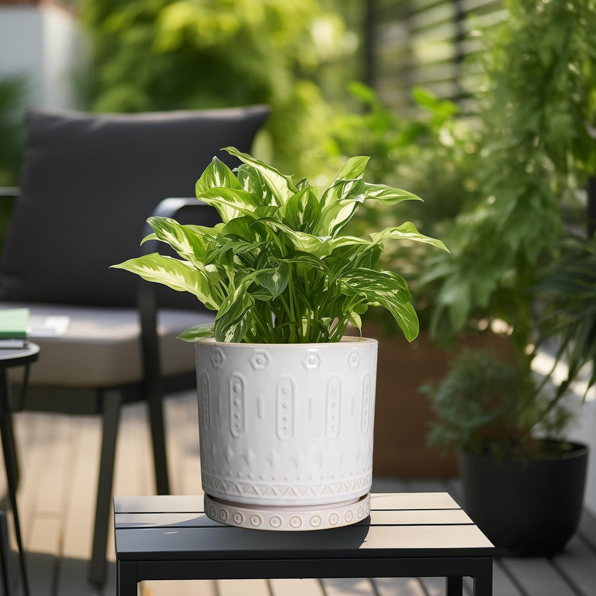 Ceramic Planter Pot - 10 Inch Plant Pot for Indoor Outdoor Plants Round Large Flower Pot with