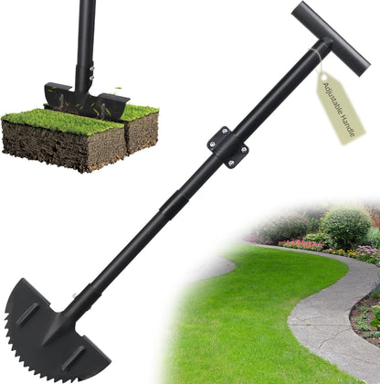 Half Moon Edger Lawn Tool - Heavy Duty Saw Tooth Manual Edgers with Sharp Blade & Wide Footplate