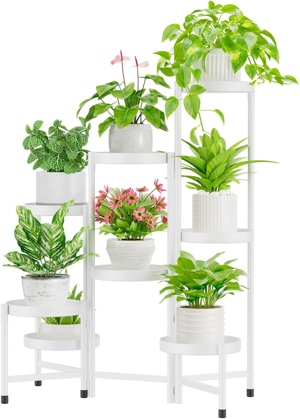 iDavosic.ly Plant Stand Indoor Outdoor, 8 Tier Corner Metal Flower Display Holder Shelf, Folding
