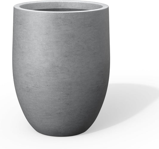 Kante Tall Concrete Planter, 21.7-Inch Height Gray Large Indoor Outdoor Plant Pot with Drainage