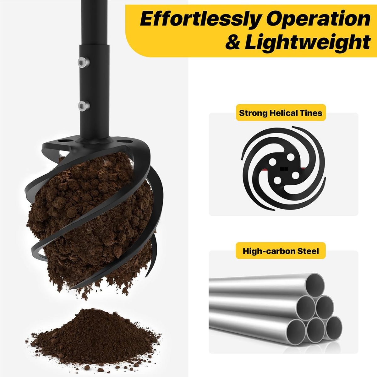 Hand Tiller Garden Tool, Twist Tiller for Gardening with Long Handle, 44.3-inch Garden Claw Hand