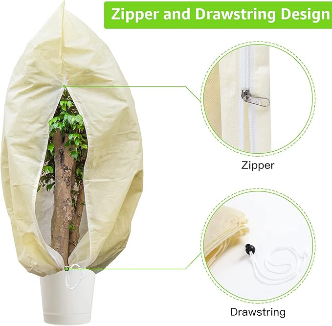 MIXC 4 Packs 2 Size Plant Covers Freeze Protection, Winter Plant Cover Cold Weather Tree Frost
