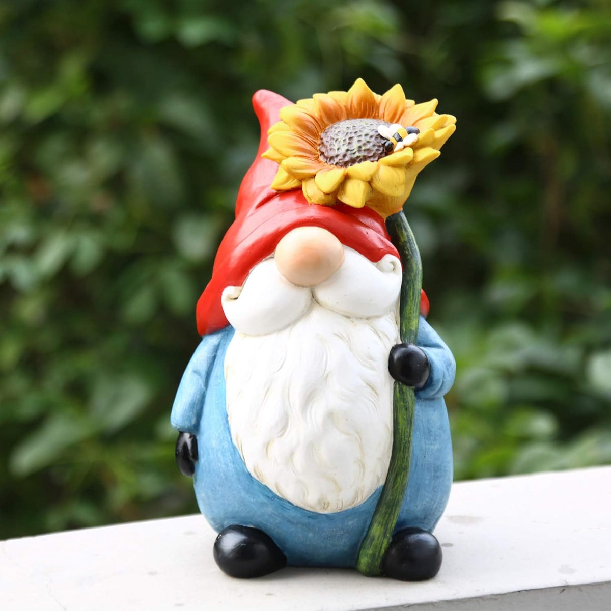 TZSSP Outdoor Garden Gnome Statue Statuary with Yellow Sunflower for Patio,Lawn,Garden Decoration