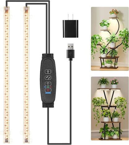 2 Head 13 Inches LED Grow Light Strips, Grow Lights for Indoor Plants Full Spectrum 3500K, 96 LEDs