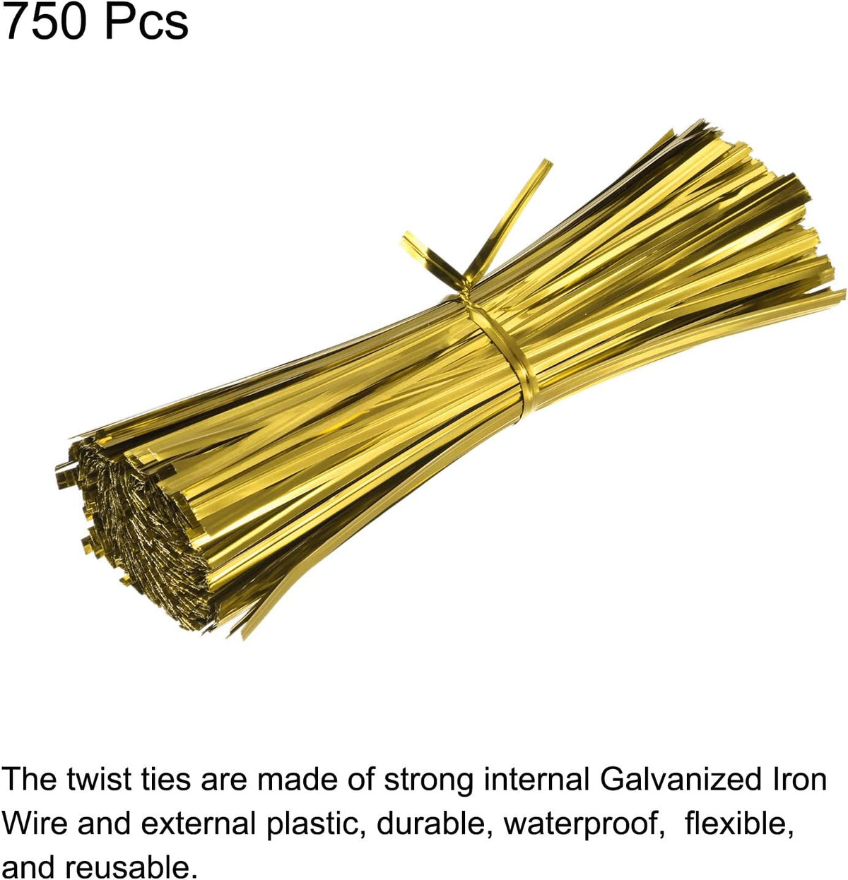 MECCANIXITY Foil Twist Ties 6" 15cm Metallic Plastic Closure Tie for Tying Bread, Candy, Cookies