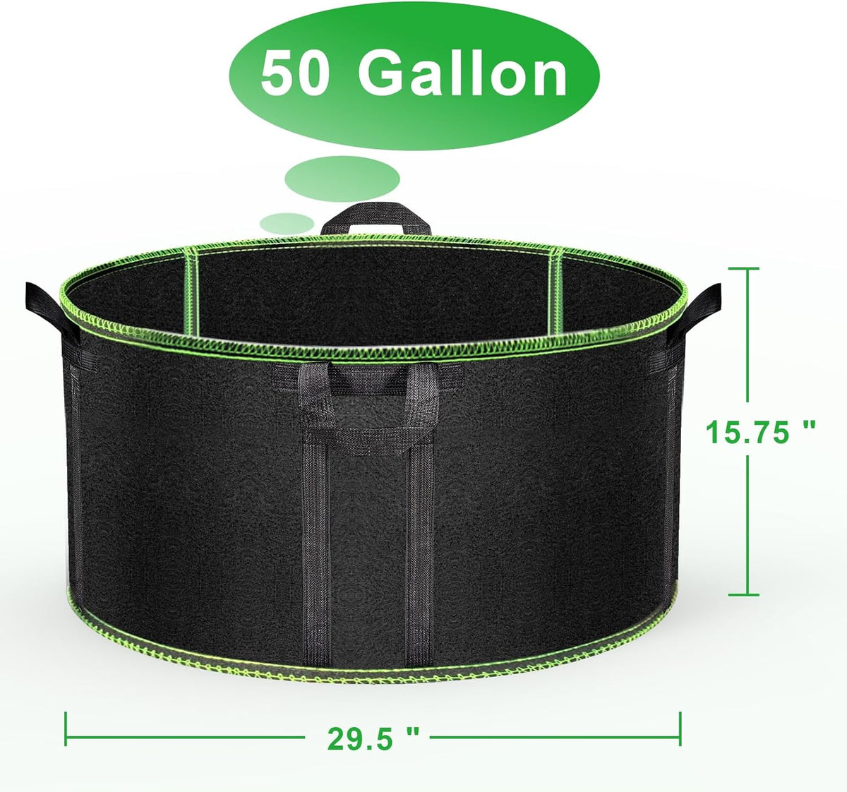 Grow Bags of 3-Pack 50 Gallon, Garden Planter Bags with Handles, 320GThickened Nonwoven Fabric