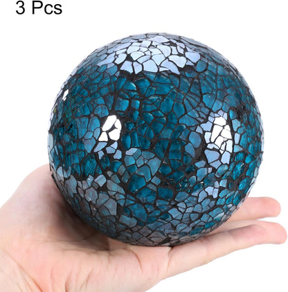 uxcell 4" Decorative Balls, 3 Pcs Mosaic Glass Balls, Decorative Table Sphere Orbs, Centerpiece
