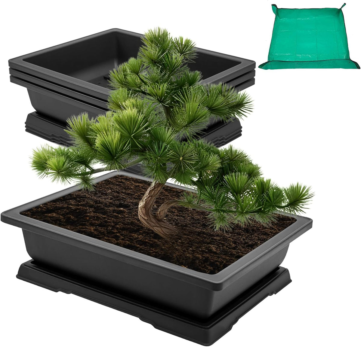 GROWNEER 3Pcs 18 Inch Bonsai Training Pots Large Bonsai Tree Starter Pot Kits with Drainage