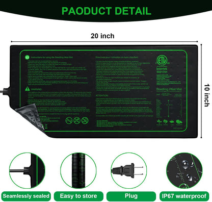 Upgrade Version 4PK Seedling Heat Mat with ETL Listed,Warm Hydroponic Heating Pad for Seed