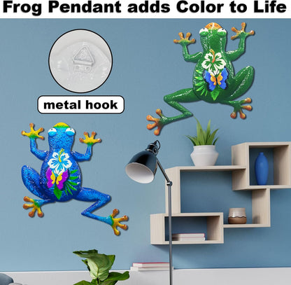 John's Studio 2Pcs Metal Frog Wall Decor Outdoor Garden Hanging Art Sculptures Home Theme
