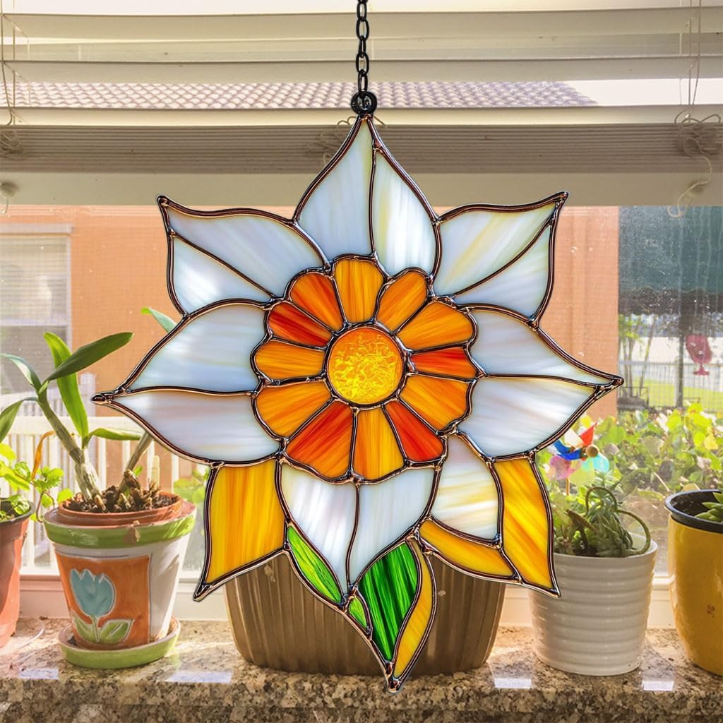 Narcissus Mosaic Style Acrylic Suncatcher Stained Glass Effect Window Car Hanging Christmas