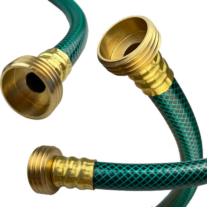 PVC Garden Hose 1/2 Inch Green Heavy Duty Water Hose with Solid Brass Fittings,No Leaking