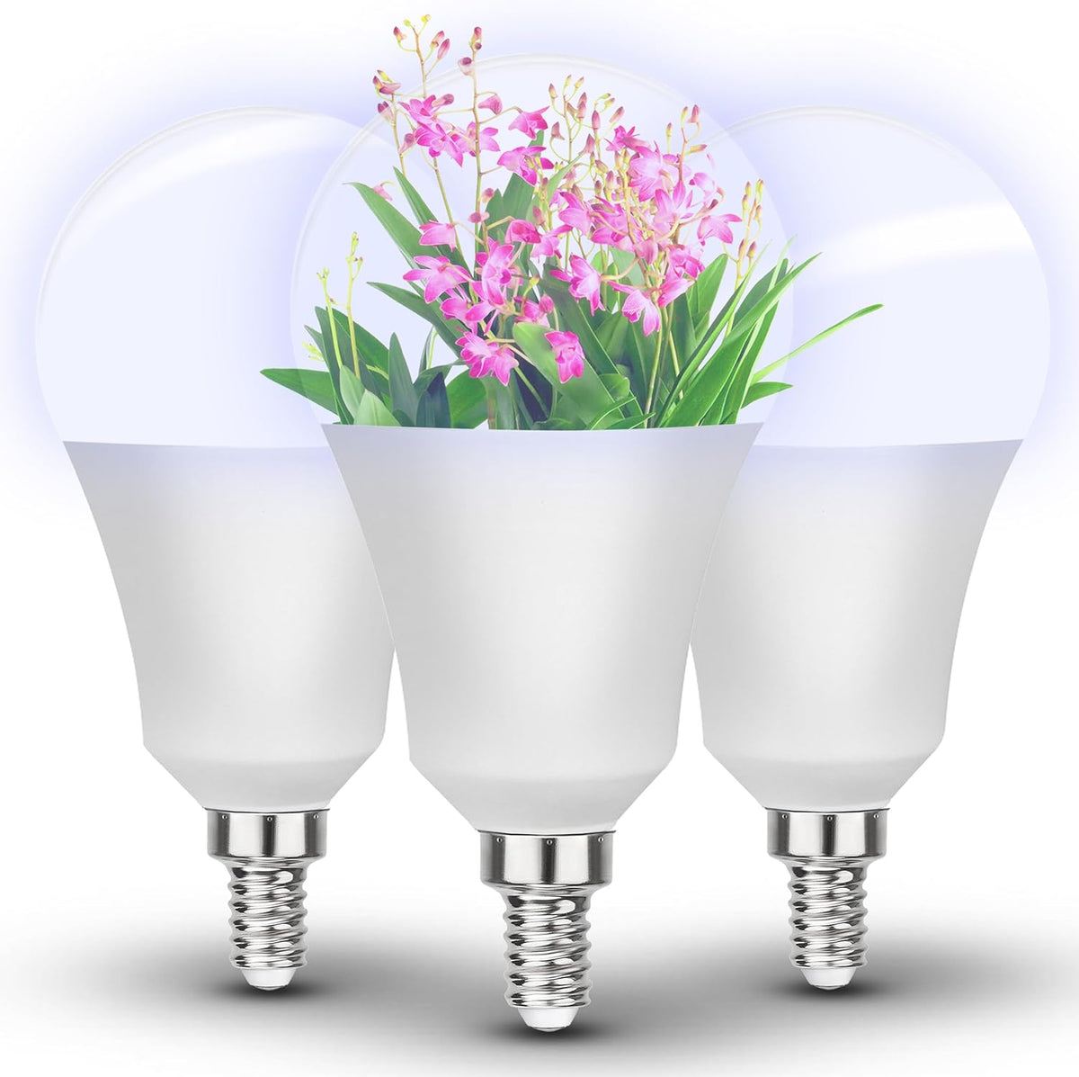 E12 Candelabra Small Base Grow Light Bulbs for Indoor Plants Full Spectrum 9W Grow Lamp 100W