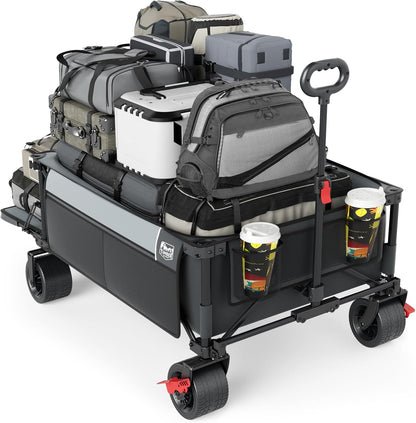 TIMBER RIDGE 600L Beast Wagon 26" W Extra Wide All Terrain Folding w/Big Wheels, Cargo Net &